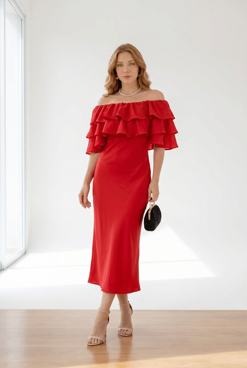 Vestido Ondas de Babados