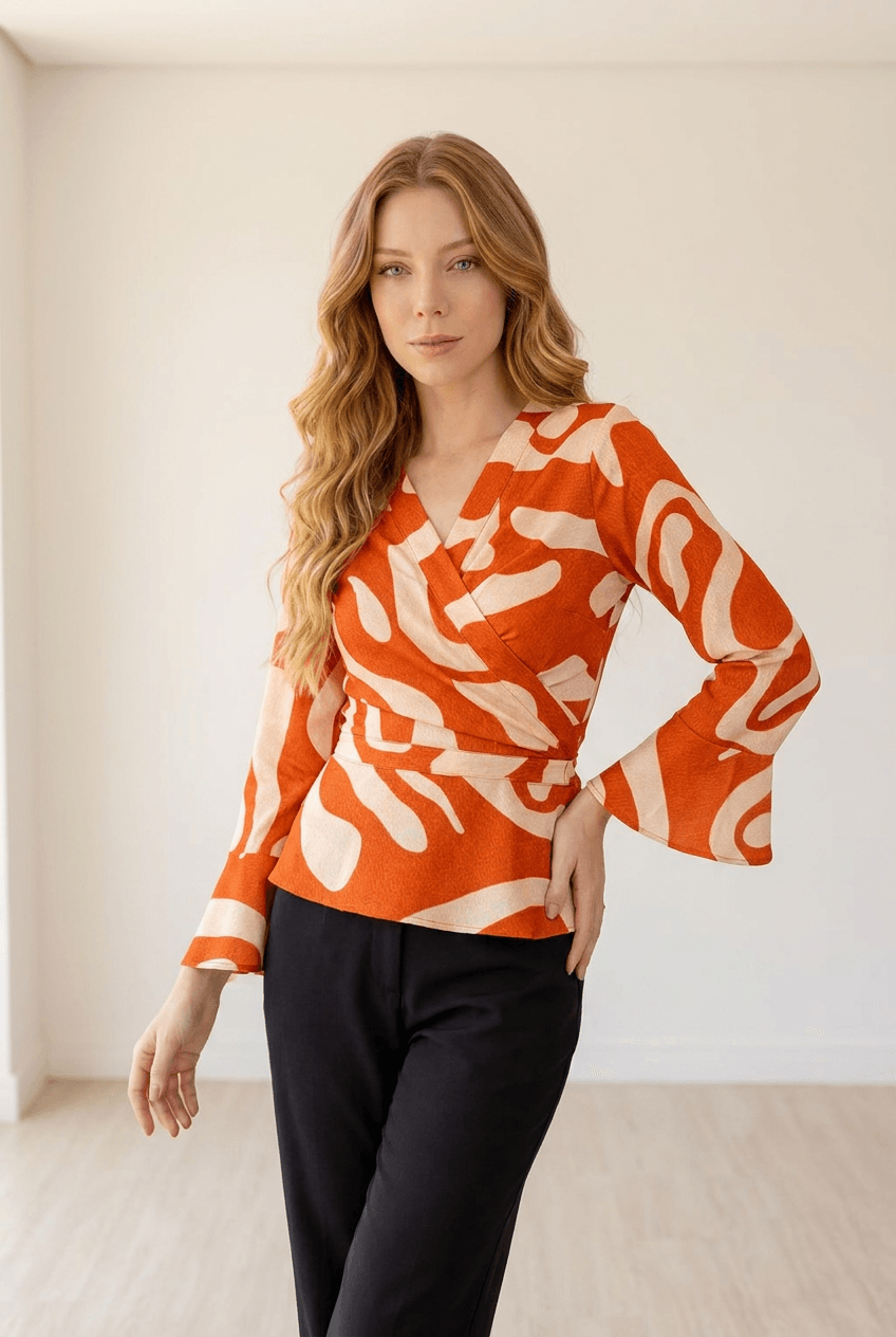 Blusa envelope kimono
